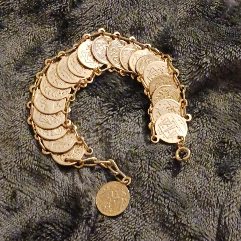 This one was purchased in Italy! Beautiful,gold plated,coin,bracelet! - Picture 5 of 15